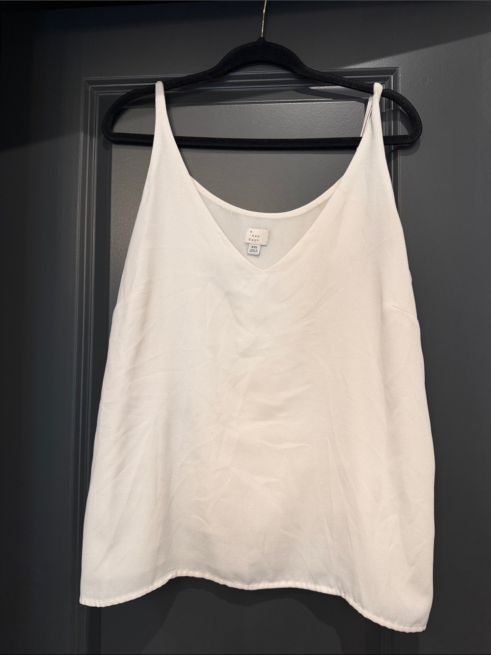 A New Day White V-Neck Spaghetti Strap Tank Top